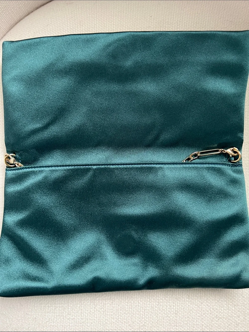 Jimmy Choo Teal Satin Crystal-Embellished Clutch